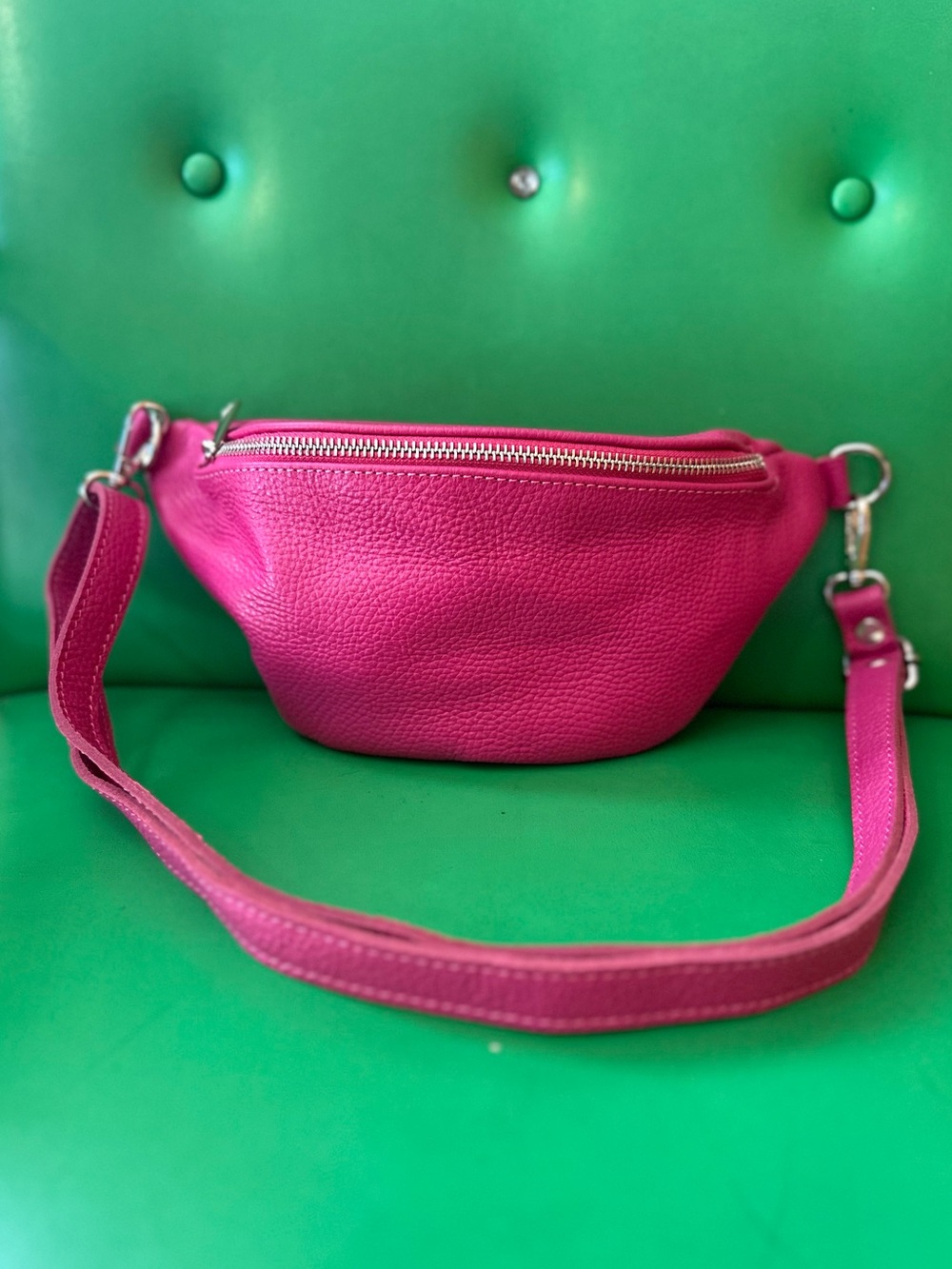 Made in Italy Hot Pink Women’s Leather Belt Bag